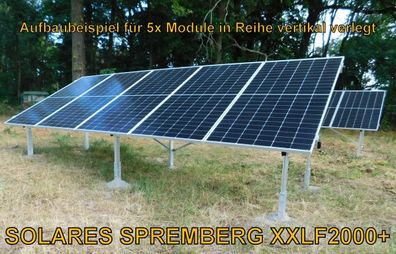 Freilandanlage Bodenstruktur 5x Module vertikal Photovoltaik Garten Solar XXLF/5