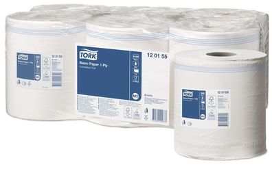 Papierwischtücher Tork Standard, 1lg, 300m, 20cm, Tissue weiß, unperforiert, 6 Ro/ VE