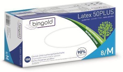 Bingold Latex 50PLUS, ungepudert, natur, Gr. M, 100 St/ Box