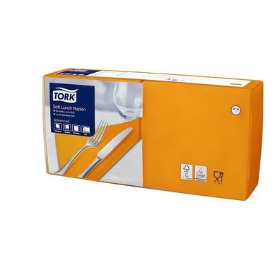 Tork Advanced Soft Lunchservietten, Farbserviette, 3lg, Orange, 33x32,6cm, 10x150 St