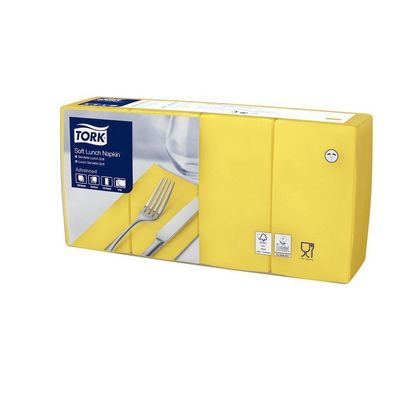 Tork Soft Lunchserviette,3lg,33x33cm, gelb, 1/8Head Falz, 10x150 St/ Krt.