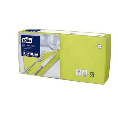 Tork Soft Lunchserviette,3lg,33x33cm, lemone, 1/4Falz, 10x150 St/ Krt.