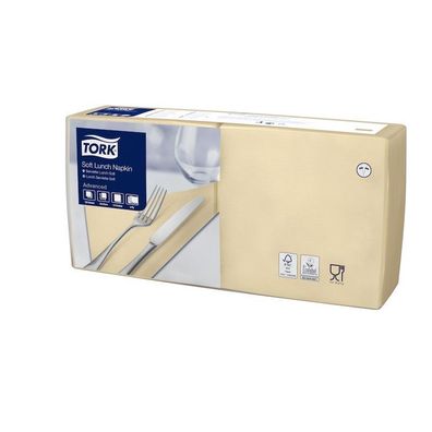 Tork Soft Lunchserviette,3lg,33x33cm, sand, 1/4Falz, 10x150 St/ Krt.