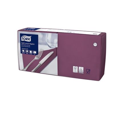 Tork Soft Lunchserviette,3lg,33x33cm, violett, 1/4Falz, 10x150 St/ Krt.