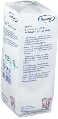 MaiMed-Mullkompressen, unsteril, 5cmx5cm, 8-fach, 100 St/ Pk.