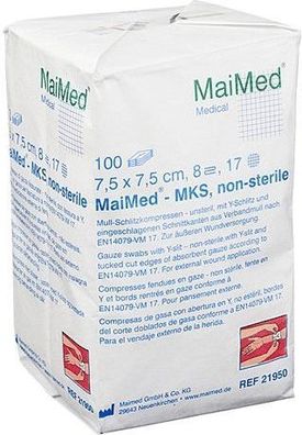 MaiMed-Mullkompressen, unsteril, 7,5cmx7,5cm, 8-fach, 100 St/ Pk.