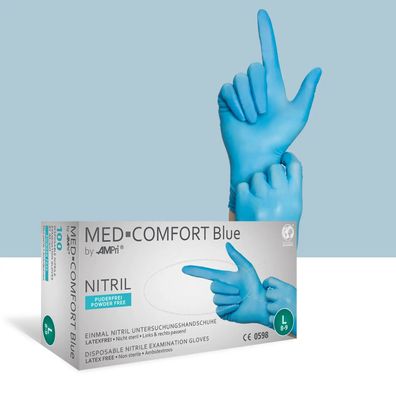 Med-Comfort Blue Nitril- Untersuchungshandschuh, blau, unsteril, Gr. S, 100 St/ Box