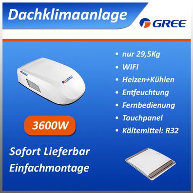 GREE Inverter-Klimaanlage Dachklimaanlage für Wohnmobil Wohnwagen 3600W(WIFI) Weiss