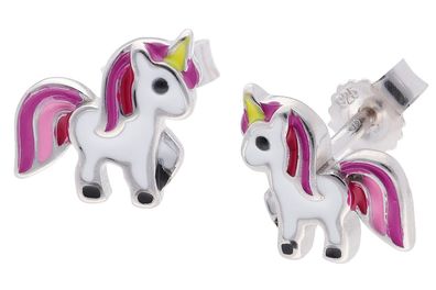 trendor Schmuck Kinder-Ohrringe Silber 925 Einhorn Ohrstecker 68348