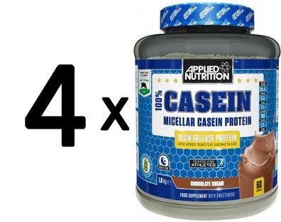 4 x 100% Casein Protein, Vanilla - 1800g