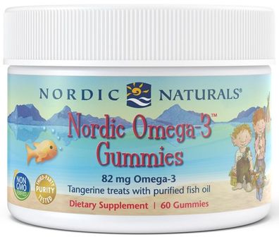 Nordic Omega-3 Gummies, 82mg Tangerine Treats - 60 gummies