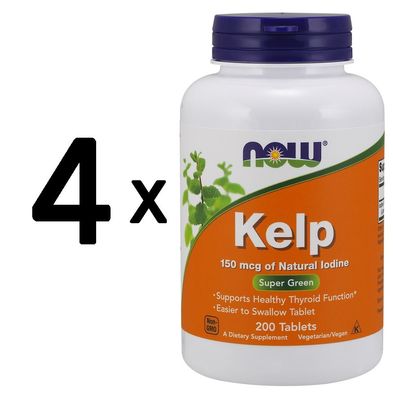 4 x NOW Foods Kelp, 150mcg - 200 tabs