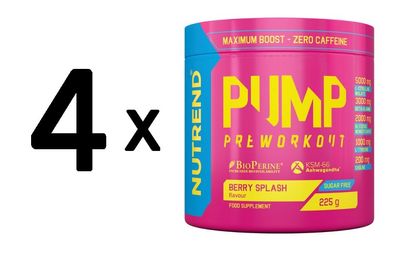 4 x Pump Pre-Workout, Berry Splash - 225g