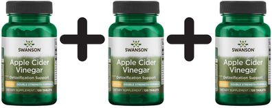 3 x Apple Cider Vinegar, 200mg Double-Strength - 120 tabs