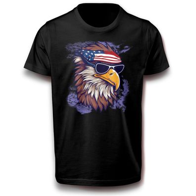 Adler mit amerikanischem Stirnband USA Flagge Vogel T-Shirt 134 - 3XL Baumwolle