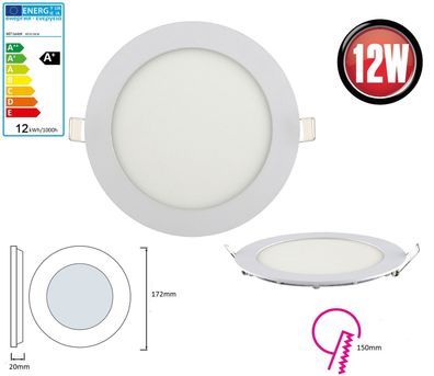 20x 12W LED Panel Einbaustrahler Spot Einbauleuchte Kaltweiß 6500K 910 Lumen Decke...