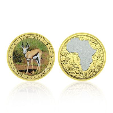 Afrikas Tiere mit Landkarte Medaille Antilope vergoldet (AT1007247)