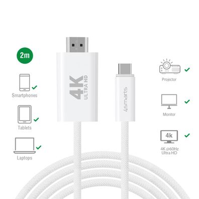 4smarts USB-C auf HDMI Kabel 2m, weiß