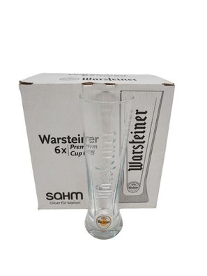 6x Warsteiner Bier Glas 0,2l Premium Cup Gläser Becher Relief Pokal Tulpe Stange