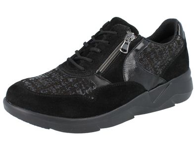 Waldläufer K Funky Damen Halbschuhe Schnürschuhe Sneaker schwarz Ledermix