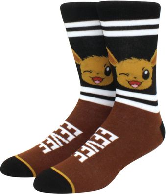 Pokemon Evoli Braune Socken - Eevee Cartoon Lustige Motiv-Socken in 3/4-Länge