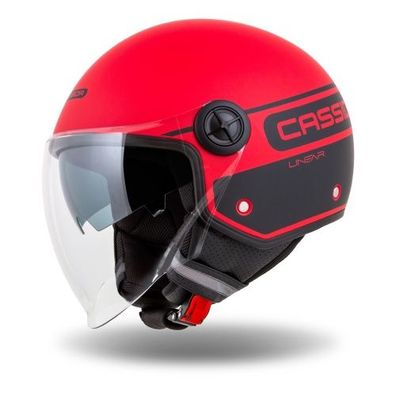 Jethelm Roller Helm Motorradhelm Handy Plus Linear Cassida rot matt mit Visier