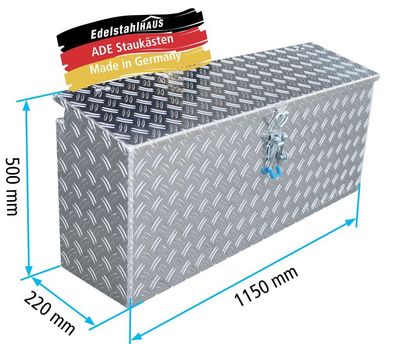 ADE Seitenkasten Alu Riffelblech 1150 x 220 x 500 mm, Staukasten, Staubox, Zubehör