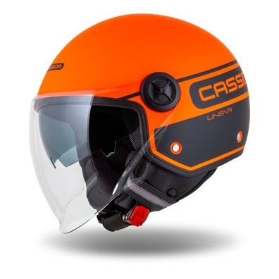 Jethelm Roller Helm Motorradhelm Handy Plus Linear Cassida orange matt mit Visier