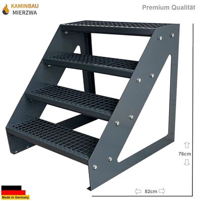 Treppe Freistehend 4 Stufen Ganz Anthrazit H:76cm