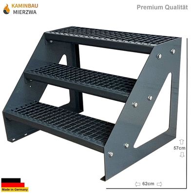 Treppe Freistehend 3 Stufen Ganz Anthrazit H:57cm