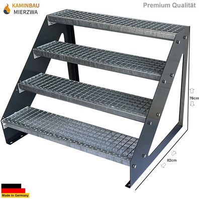 Treppe Freistehend 4 Stufen Wange Anthrazit H:76cm