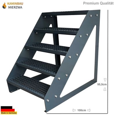 Treppe Freistehend 5 Stufen Ganz Anthrazit H:95cm