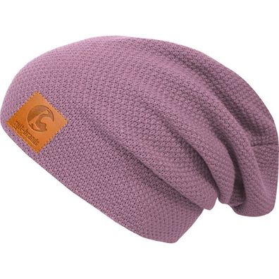 Sylt Brands Long Beanie Mütze in Altrosa mit Lederpatch (EU Produktion) - Exklusiv!