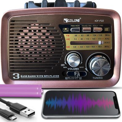 Radio Bluetooth FM, Nostalgie Radio Holzoptik Dunkelbraun Retoo