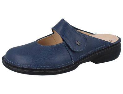 FINN Comfort Stanford Damen Clogs blau blue Bourne Glattleder