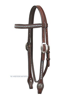 WI Horseman`s Tack Westerntrense Kopfstück Headstall Leder braun türkis, vb cob