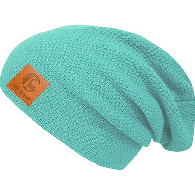 Sylt Brands Long Beanie Mütze in Mintgrün mit Lederpatch (EU Produktion) - Exklusiv!