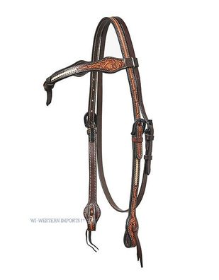 WI Horseman´s Tack Westerntrense Acorn Tooling Kopfstück braun VB Cob