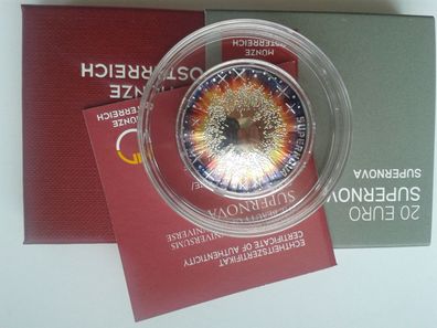 Original 20 euro 2024 Österreich Supernova Universum Weltall Silber