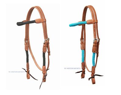 WI Horseman´s Tack Kopfstück ROPE Westerntrense Trense schwarz türkis