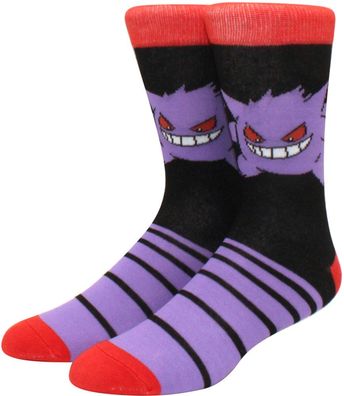 Pokemon Gengar Socken - Violette Gangar Cartoon Lustige Motiv-Socken in 3/4-Länge