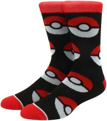 Pokemon Pokeball Socken - Schwarze Poke Cartoon Lustige Motiv-Socken in 3/4-Länge