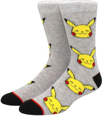 Pokemon Pikachu Socken - Graue Poke Cartoon Lustige Motiv-Socken in 3/4-Länge