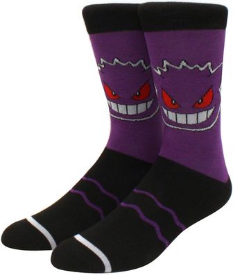 Gengar Pokemon Socken - Violette Gangar Cartoon Lustige Motiv-Socken in 3/4-Länge