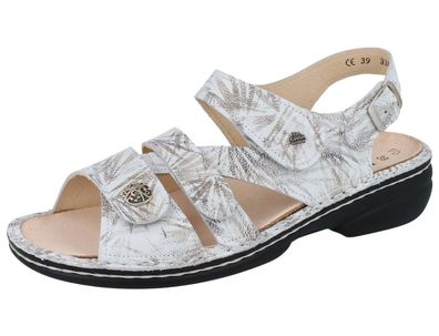 FINN Comfort Gomera Damen Sandalen weiß braun dune Savanne Glattleder