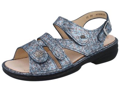 FINN Comfort Gomera Damen Sandalen blau jeans Strada Glattleder