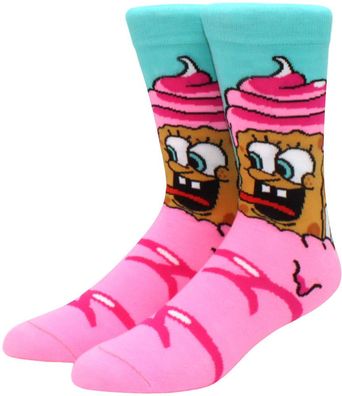 SpongeBob Schwammkopf Rosa Socken in 3/4-Länge - SpongeBob Lustige Motiv-Socken