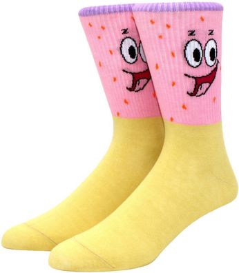 Patrick Star Gelbe Cartoon Socken in 3/4-Länge - SpongeBob Lustige Motiv-Socken