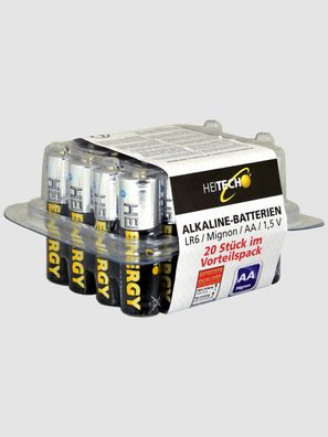 Heitech Mignon (AA) Alkaline Batterie 1,5V LR06 LR6 - 20er Pack