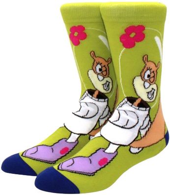 Sandy Cheeks Grüne Cartoon Socken in 3/4-Länge - SpongeBob Lustige Motivsocken